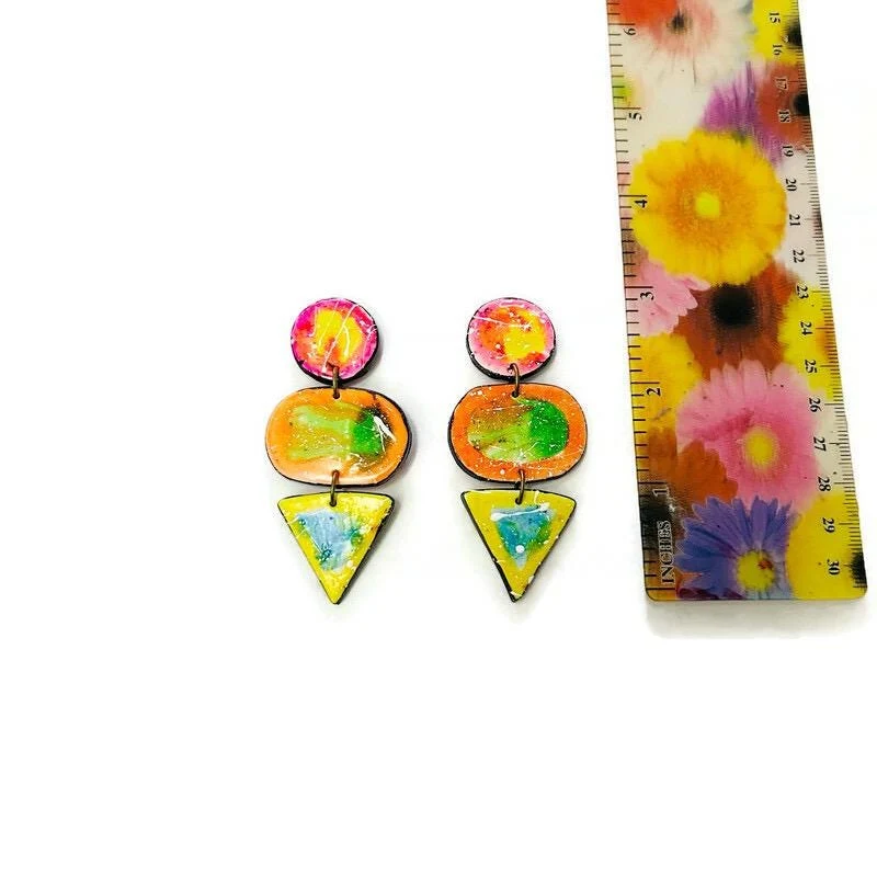 Abstract Paint Splash Earrings Handmade - Image 4