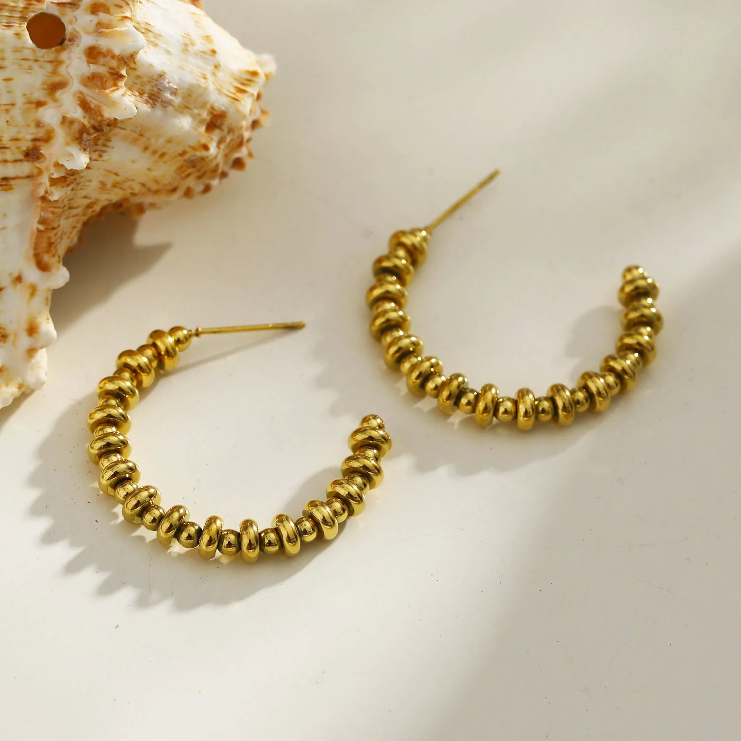 ACCADIA Beaded Hoop Gold Earrings - Image 2