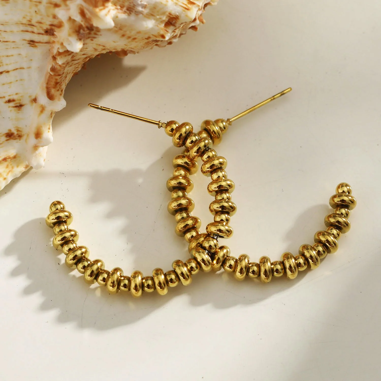 ACCADIA Beaded Hoop Gold Earrings - Image 3