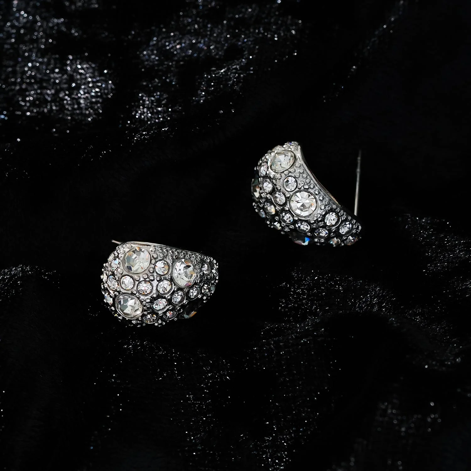 ADALAJ White Gold (Silver Toned): Pavé Zirconia Tear Drop Stud Earrings - Statement of Confidence - Image 4