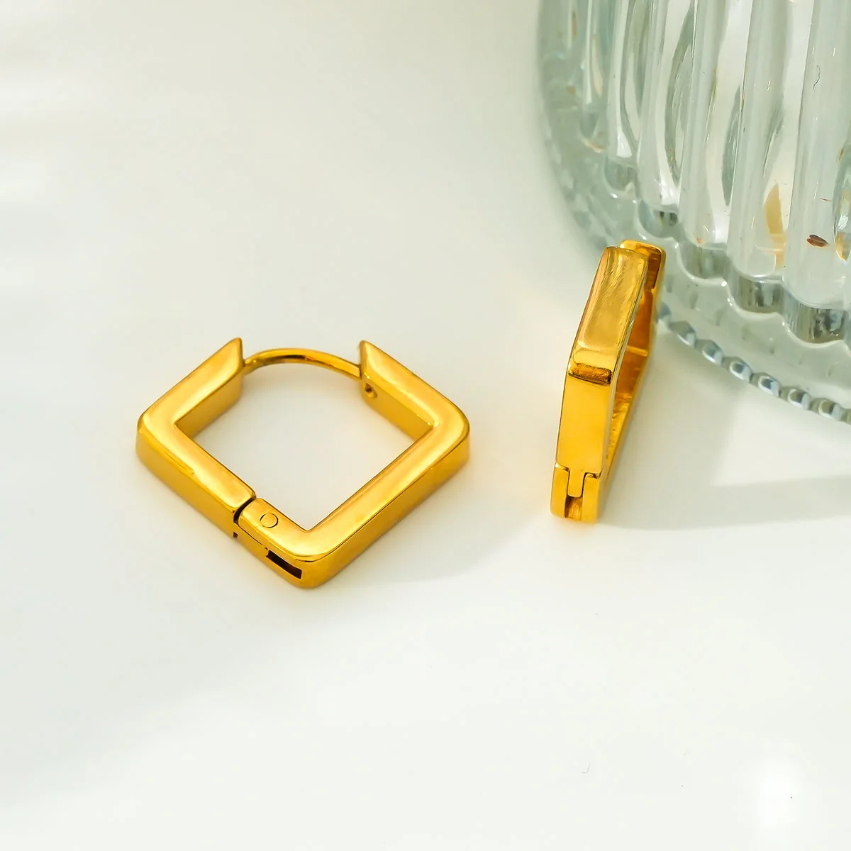 AFRIDDA: Mini Square Geometric-Chic Hoop Earrings - Image 6