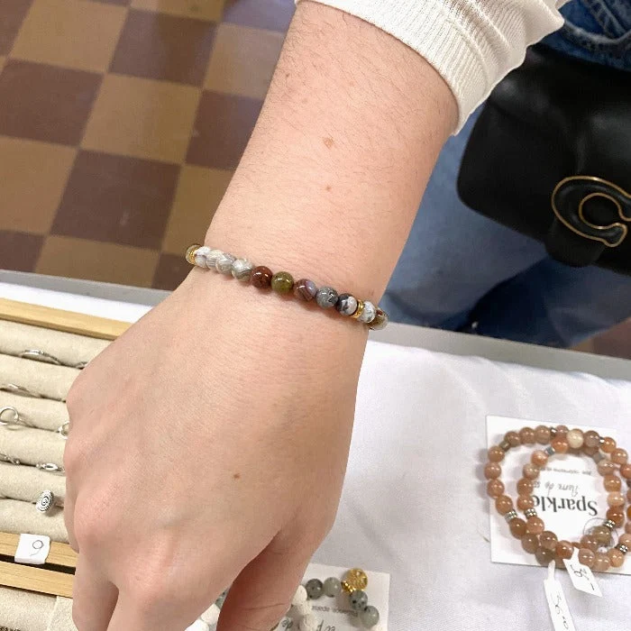 AGATE | Bracelet en pierres d'agate et acier inoxydable - Image 6