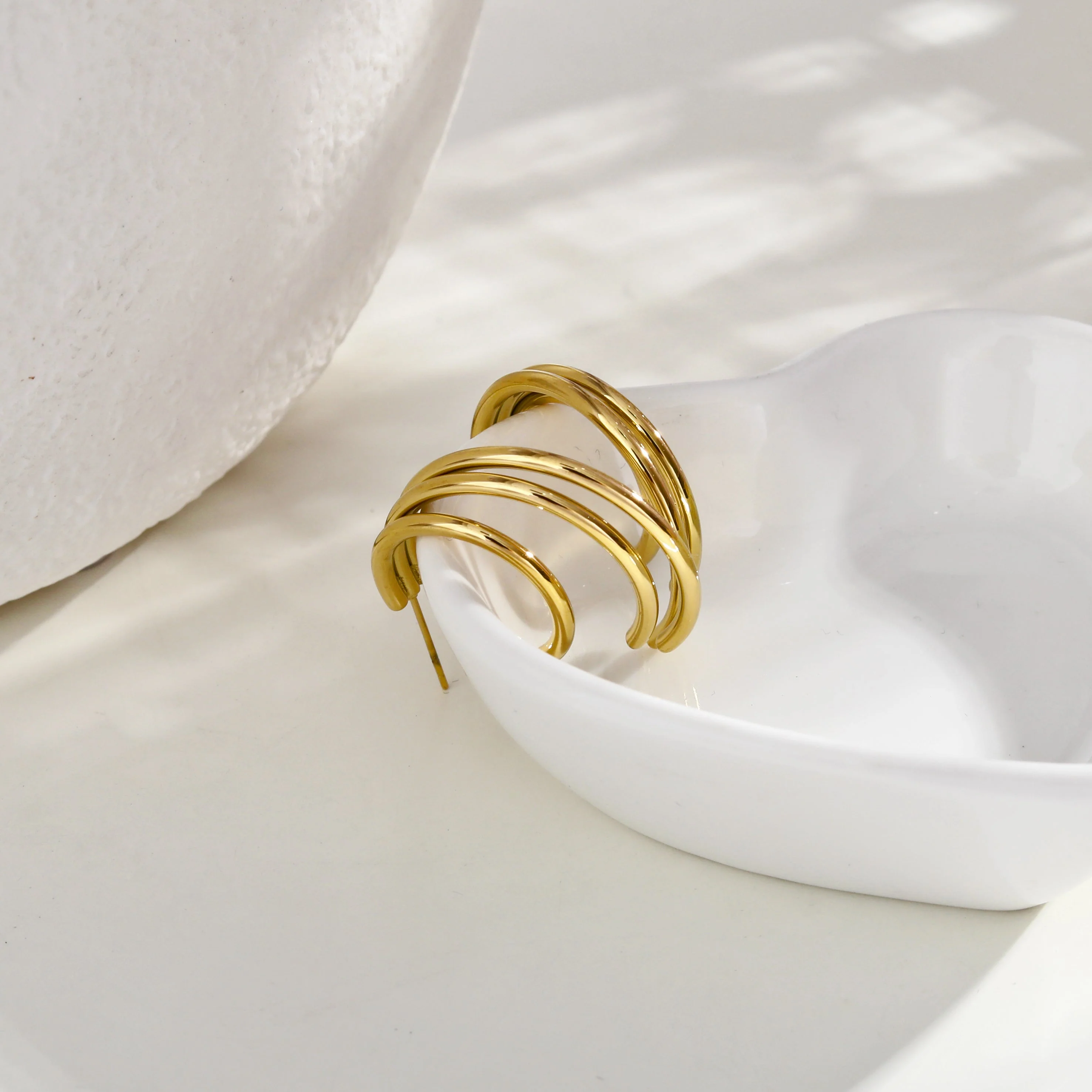 AILSA Triple Stacked Gold Hoop Earrings - Image 5