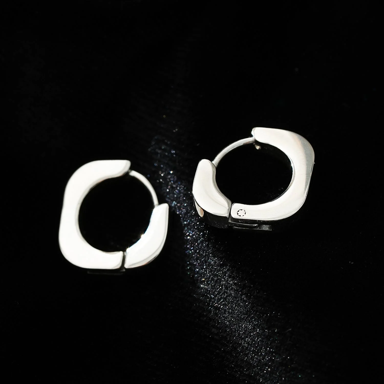 AIRA White Gold (Silver Toned): Industrial Chic-Tiny Rounded Squared Hoop Earrings - Image 4