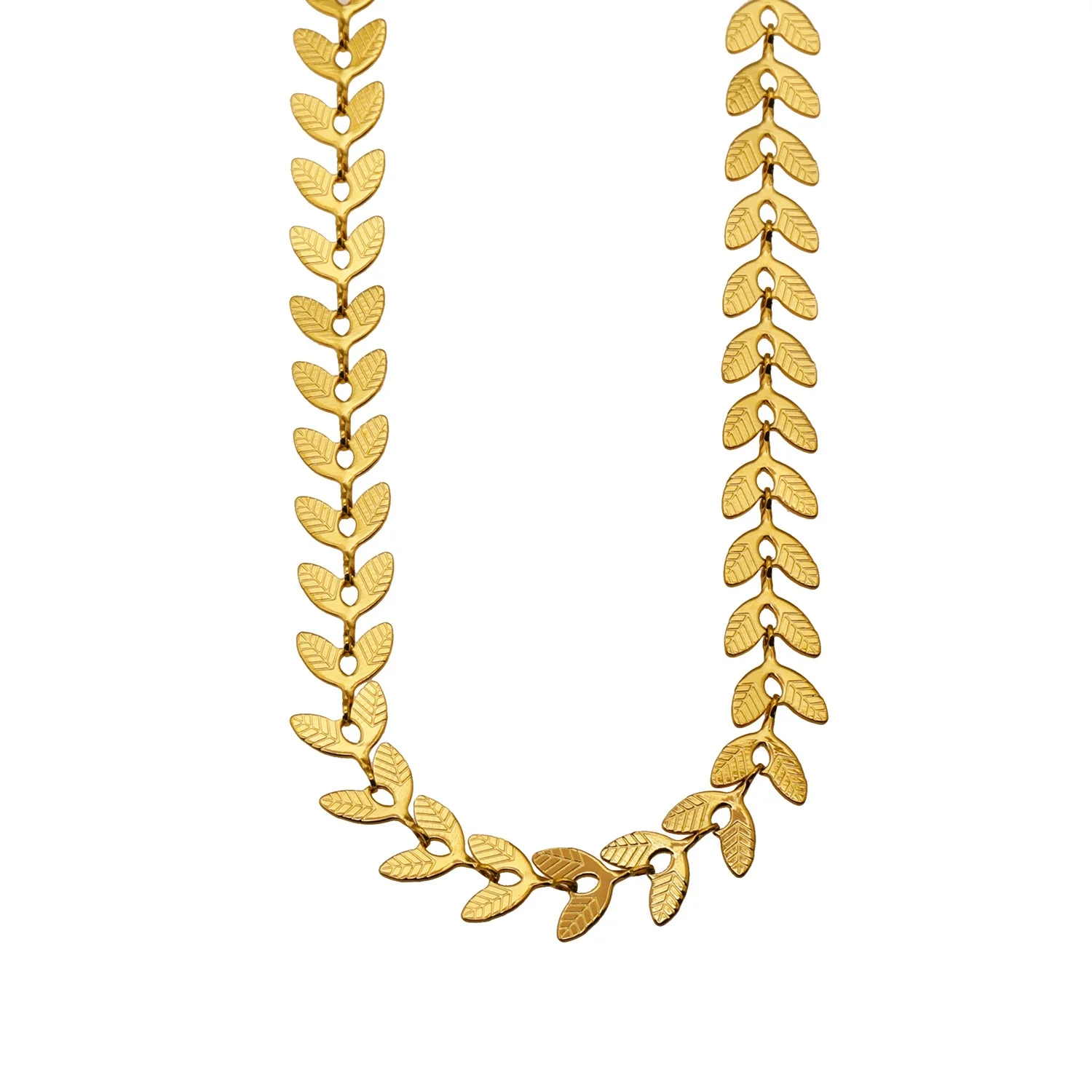 ALALA Gold: Botanical Beauty Embossed Leaf Necklace - Image 3