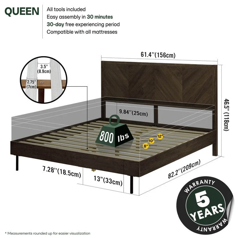 Alander Deluxe Wood Platform Bed Frame - Image 2