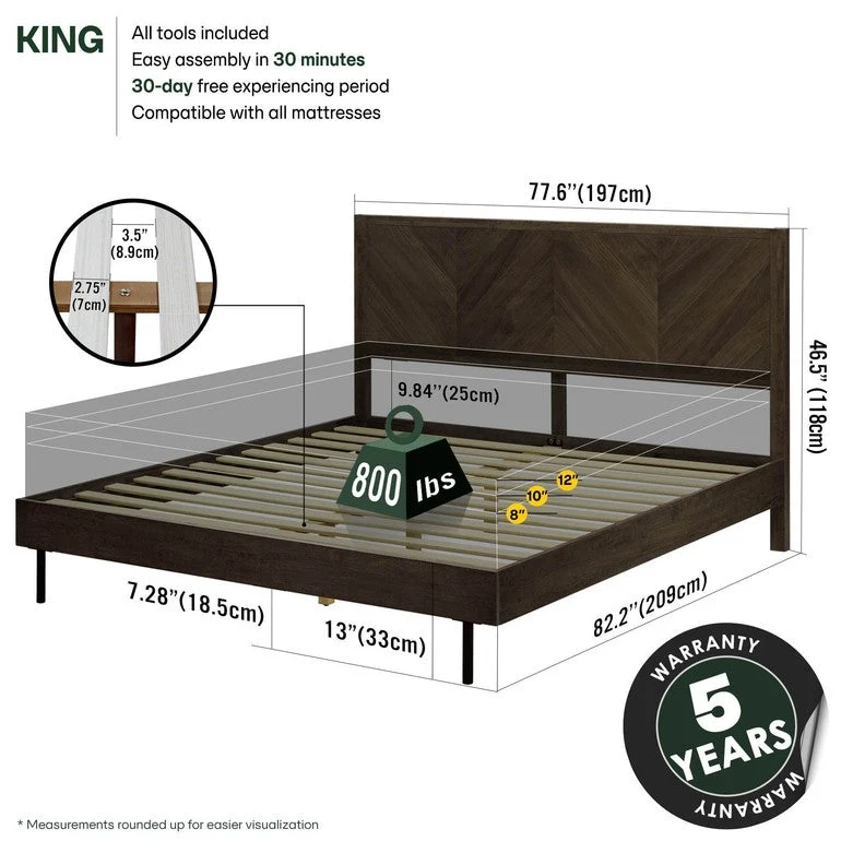 Alander Deluxe Wood Platform Bed Frame - Image 3