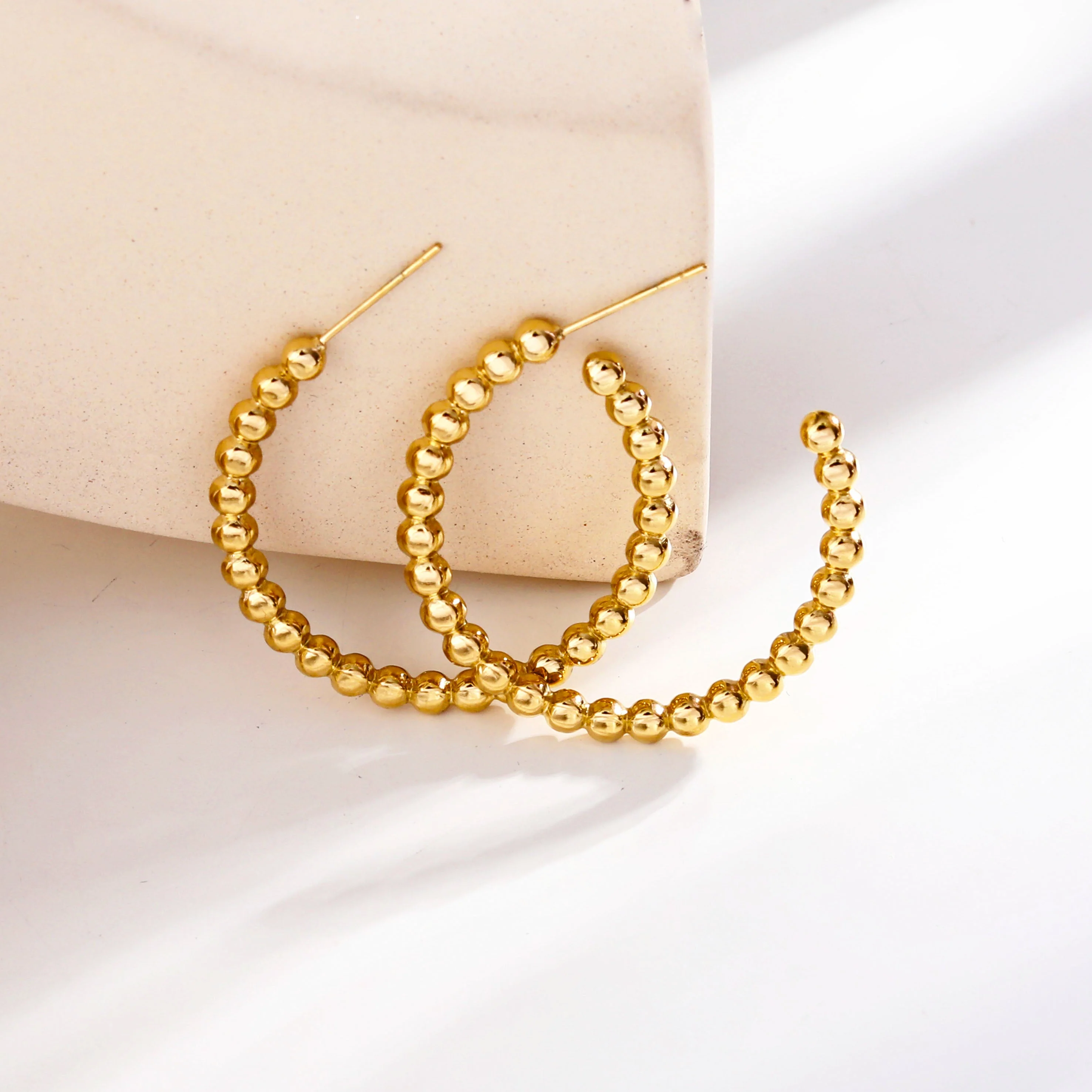 AMAIA Beaded Gold Hoop Earrings - Image 7