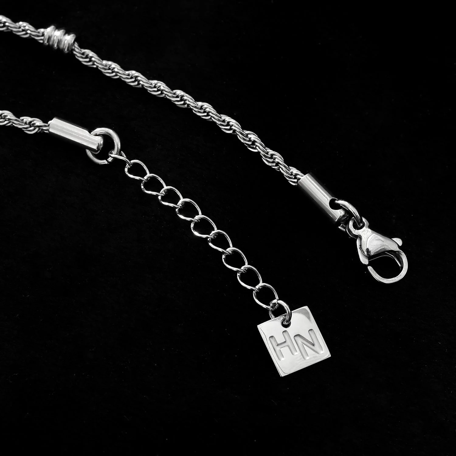 AMIENS: Silver Toned White Gold Beaded Rope Chain Bracelet - Image 6
