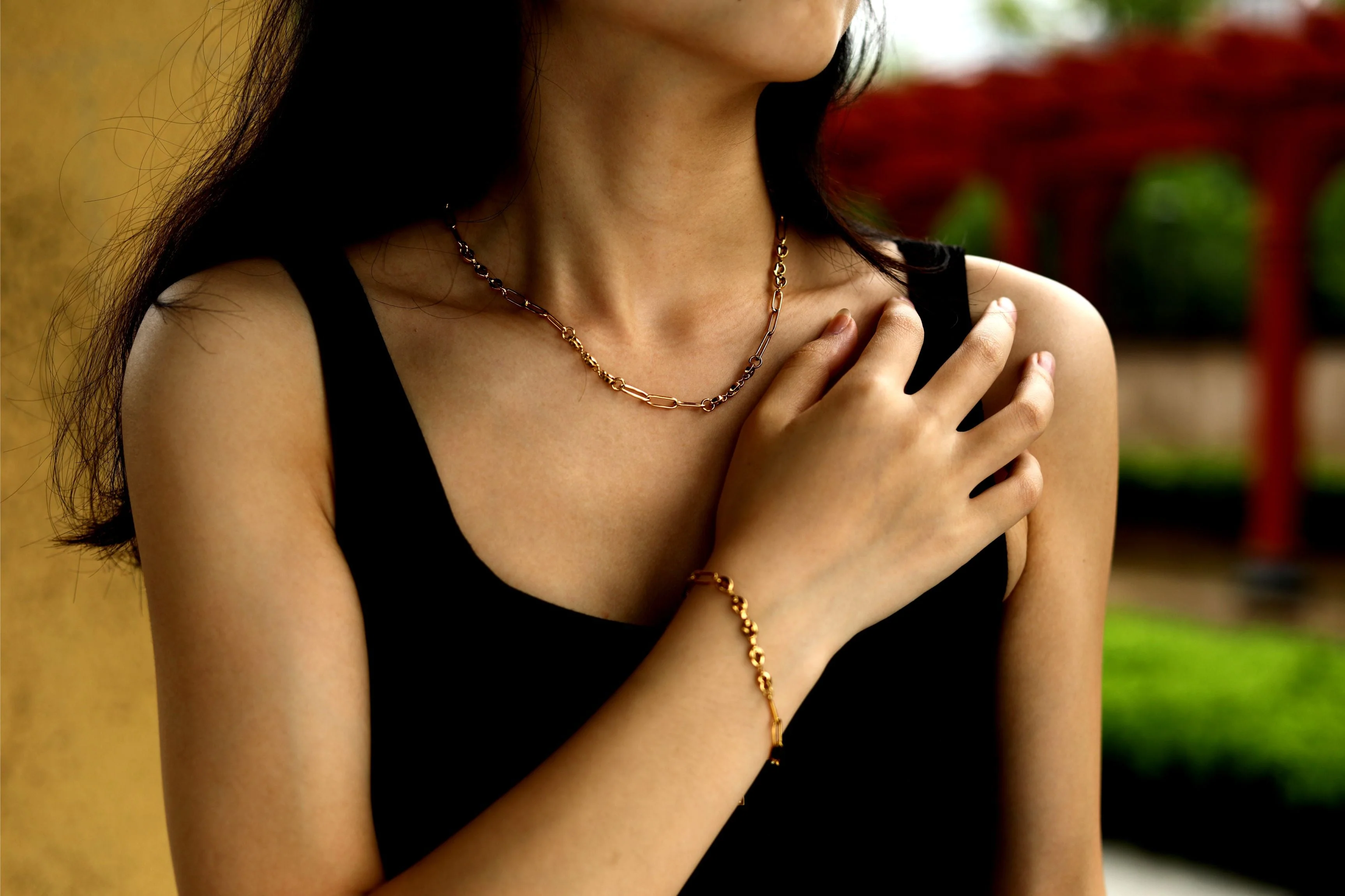 AMMA Gold: Paper-Clip & Oval-Beads Chain Necklace - Image 8