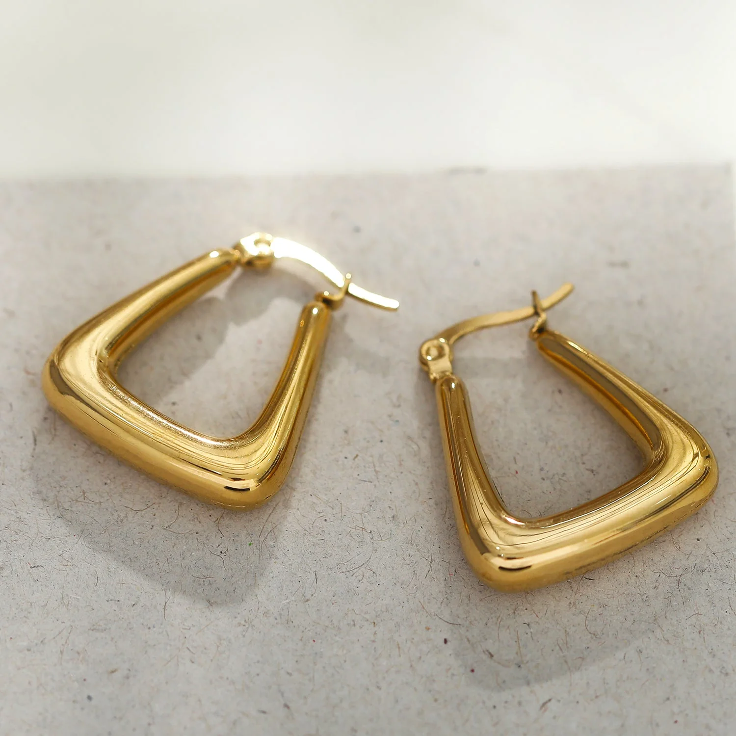 ANIKA Triangular Chunky Mini Hoop Gold Earrings - Image 7