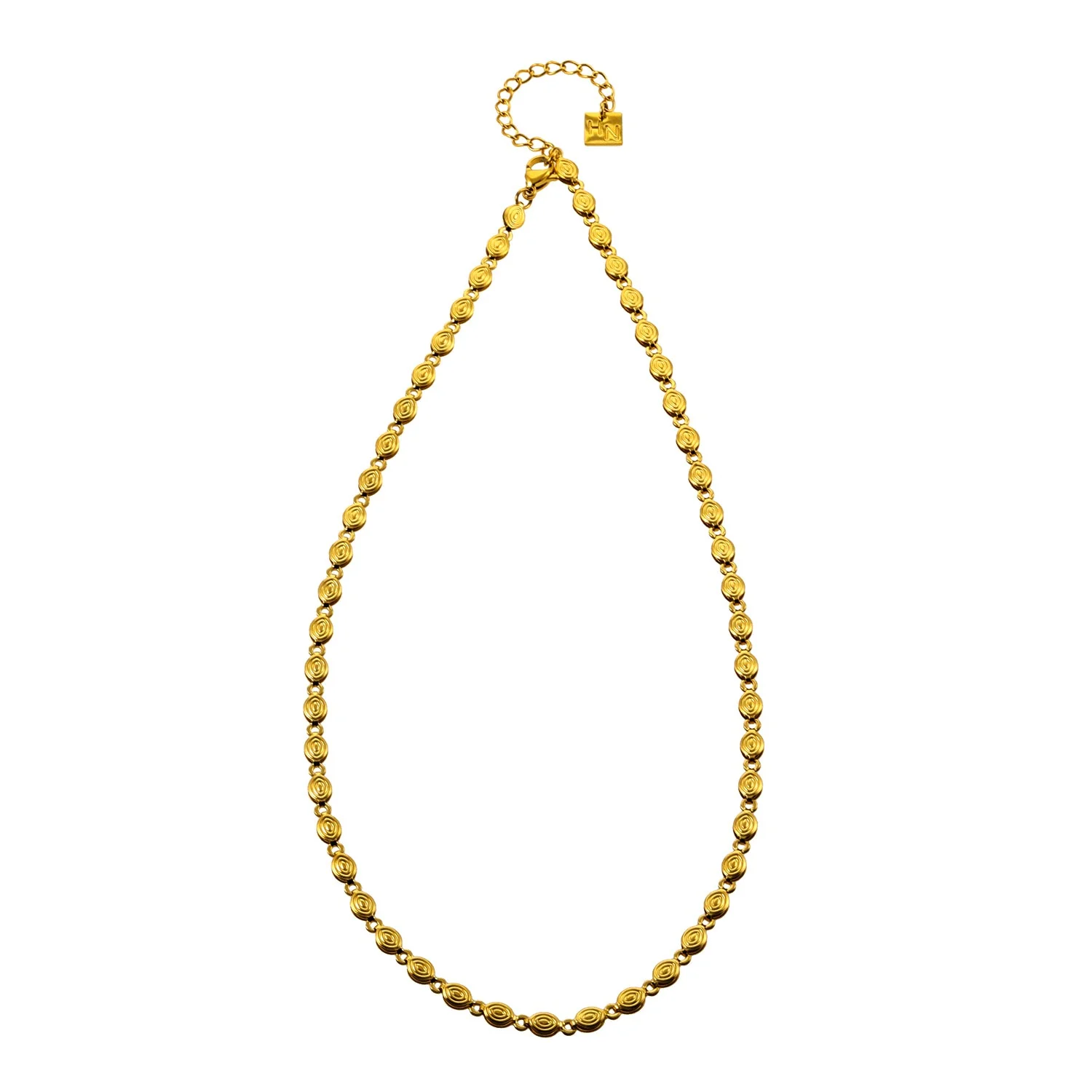 ANTHEA: Patterned Oval Beaded Chain Necklace - Image 3