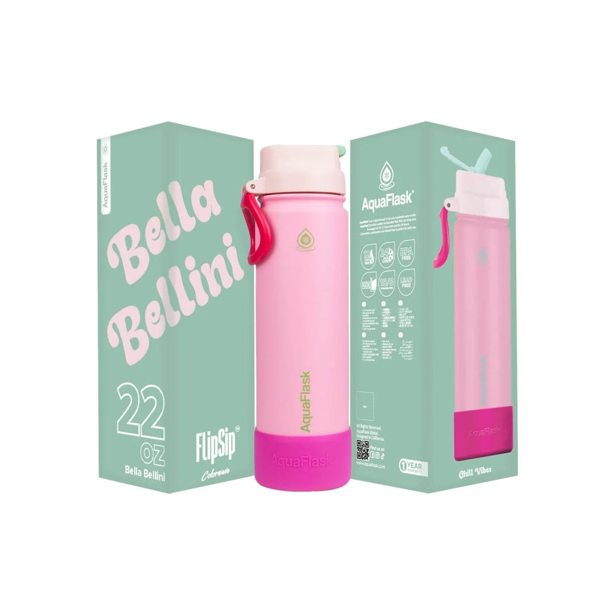 AquaFlask (22oz) Colorwave Flip Sip Insulated Water Bottle Double Wall Stainless Steel Hot & Cold - Image 8
