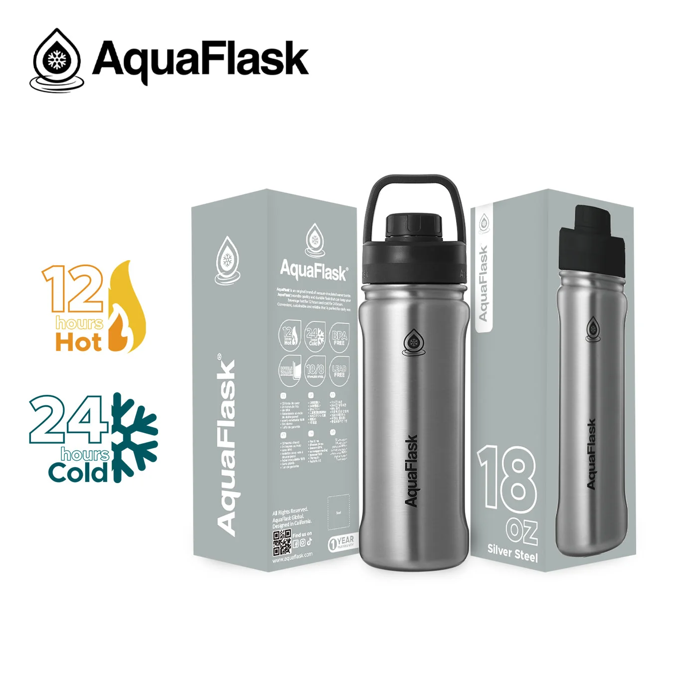 AquaFlask Original Vacuum Insulated Water Bottles 530ml (18oz) - Image 53