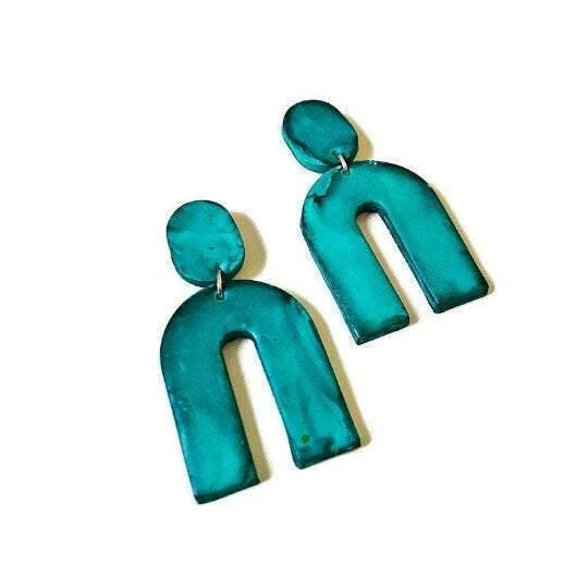Arch Statement Earrings Handmade (Post or Clip On)- "Lucy" - Image 6