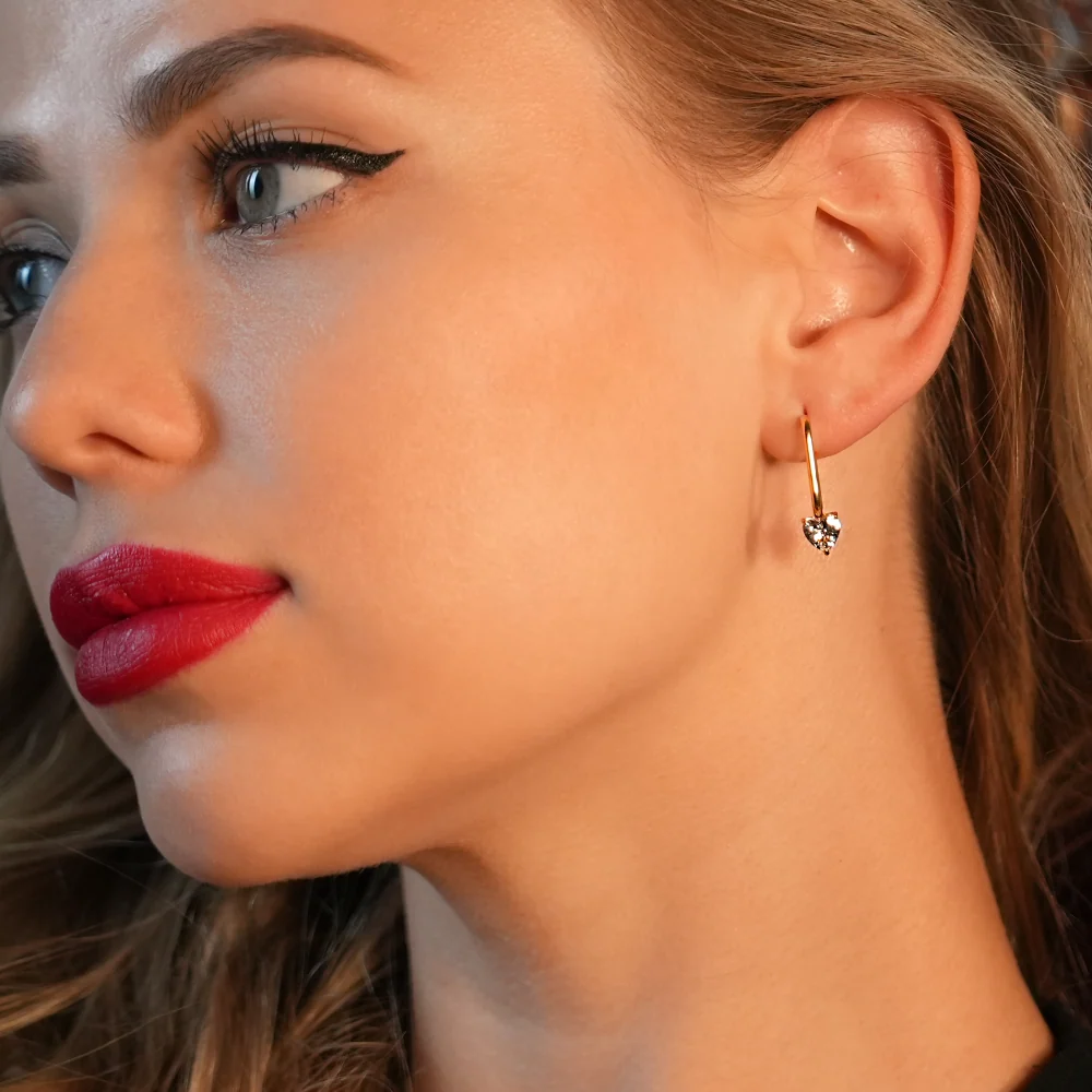 ARETE: Timeless Romance - Heart Gemstone Paper-Clip Earrings - Image 2