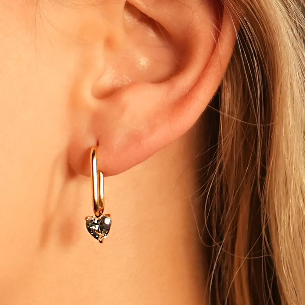 ARETE: Timeless Romance - Heart Gemstone Paper-Clip Earrings - Image 4