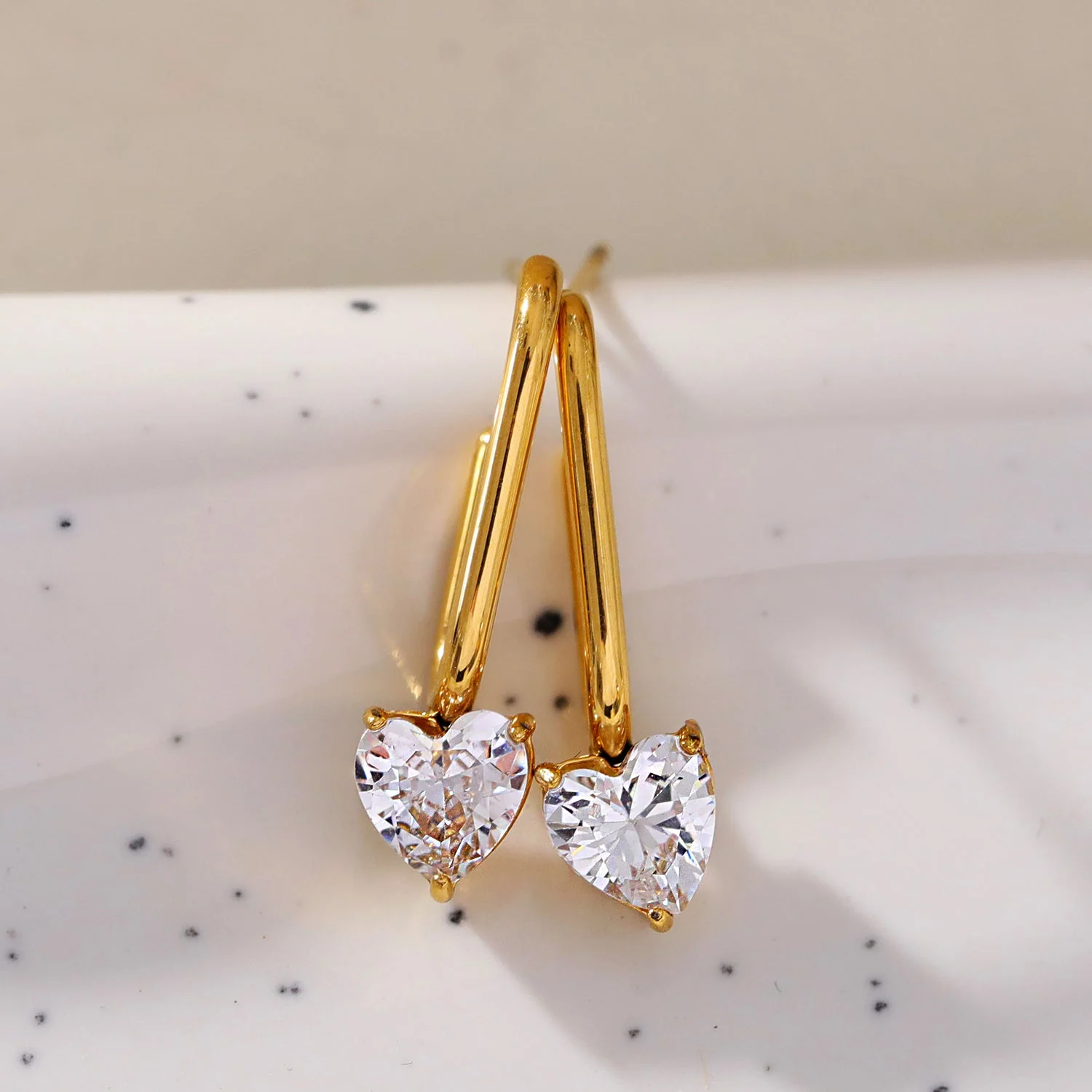 ARETE: Timeless Romance - Heart Gemstone Paper-Clip Earrings - Image 6