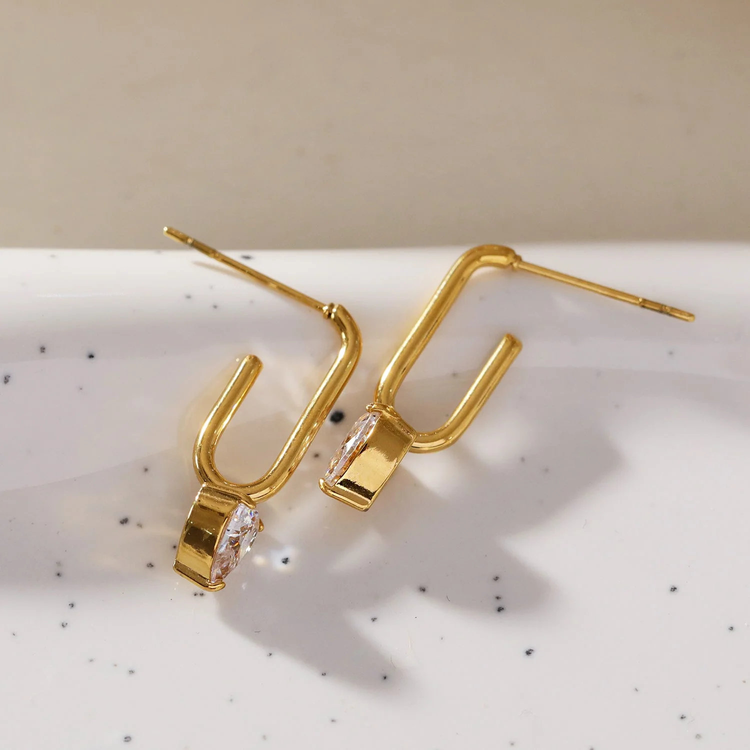 ARETE: Timeless Romance - Heart Gemstone Paper-Clip Earrings - Image 7