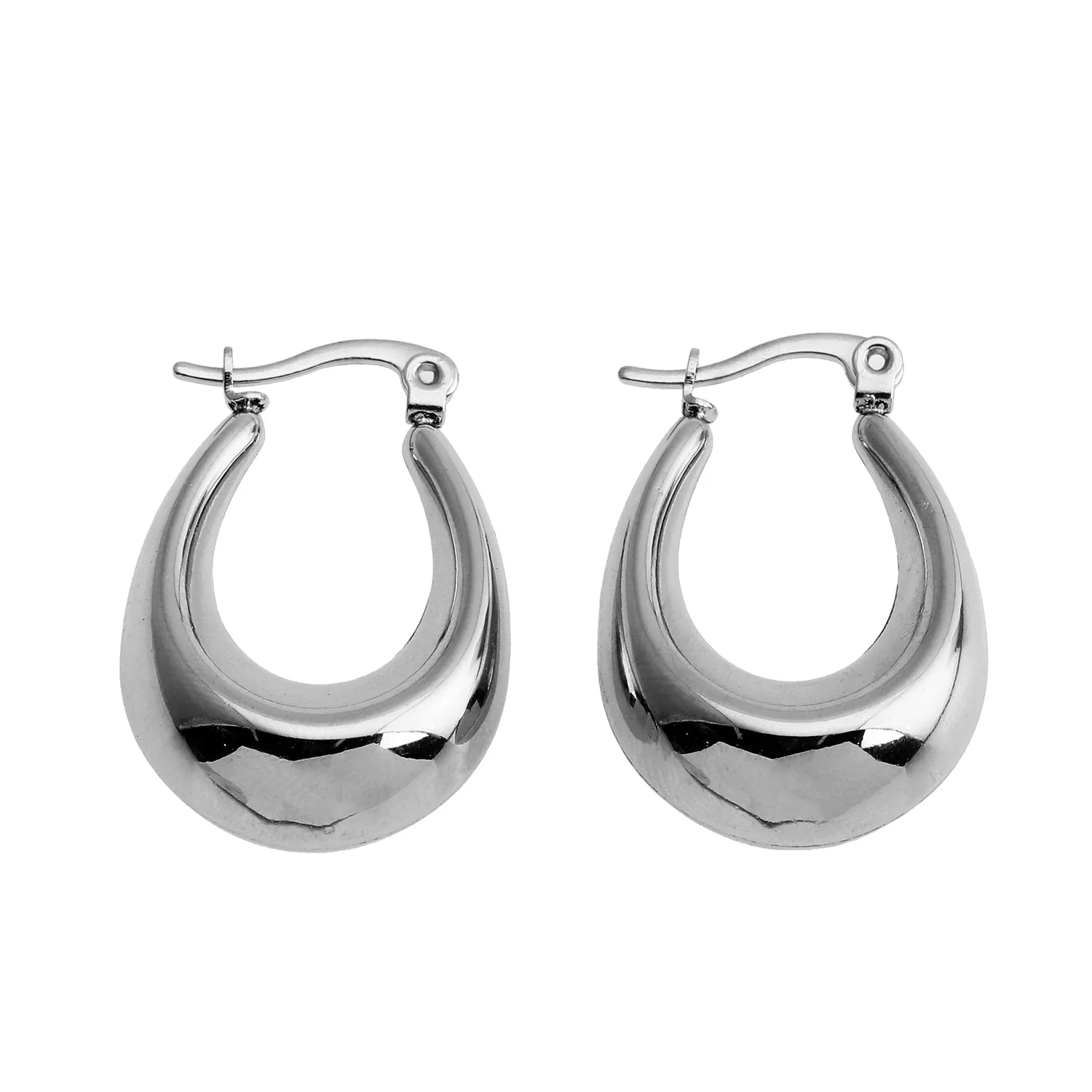 ARINA Chunky Shaped Hoops Silver - Image 6