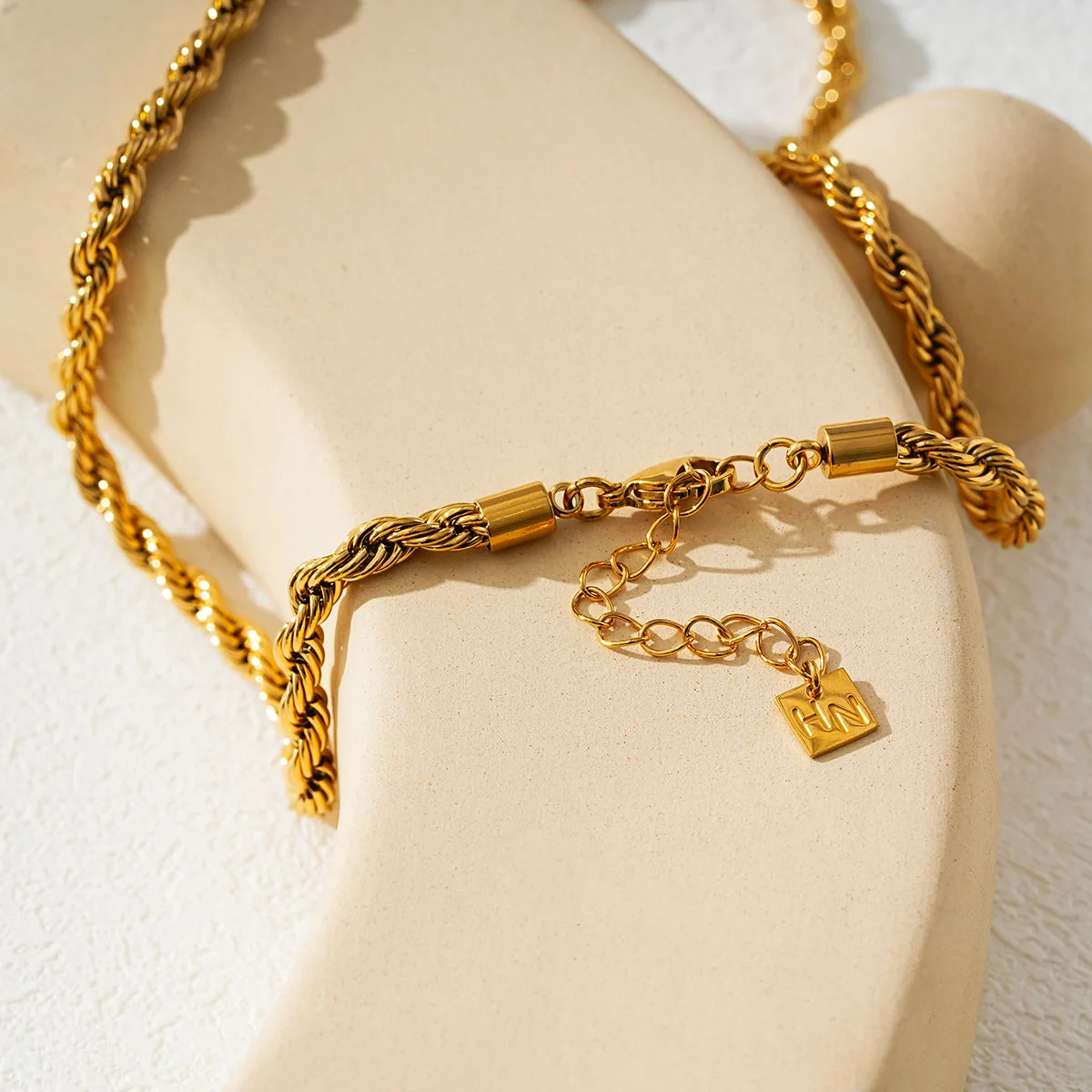 ARKELEY Gold: Chunky Rope Chain Textured Necklace - Image 15