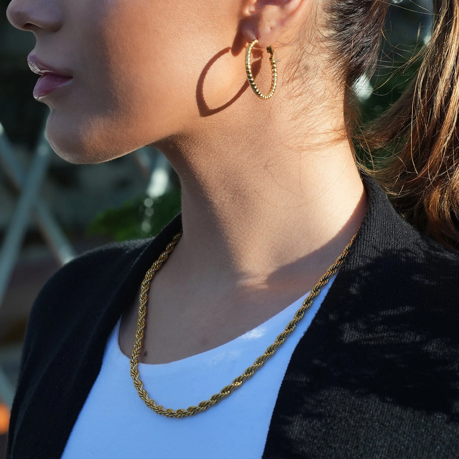 ARKELEY Gold: Chunky Rope Chain Textured Necklace - Image 2