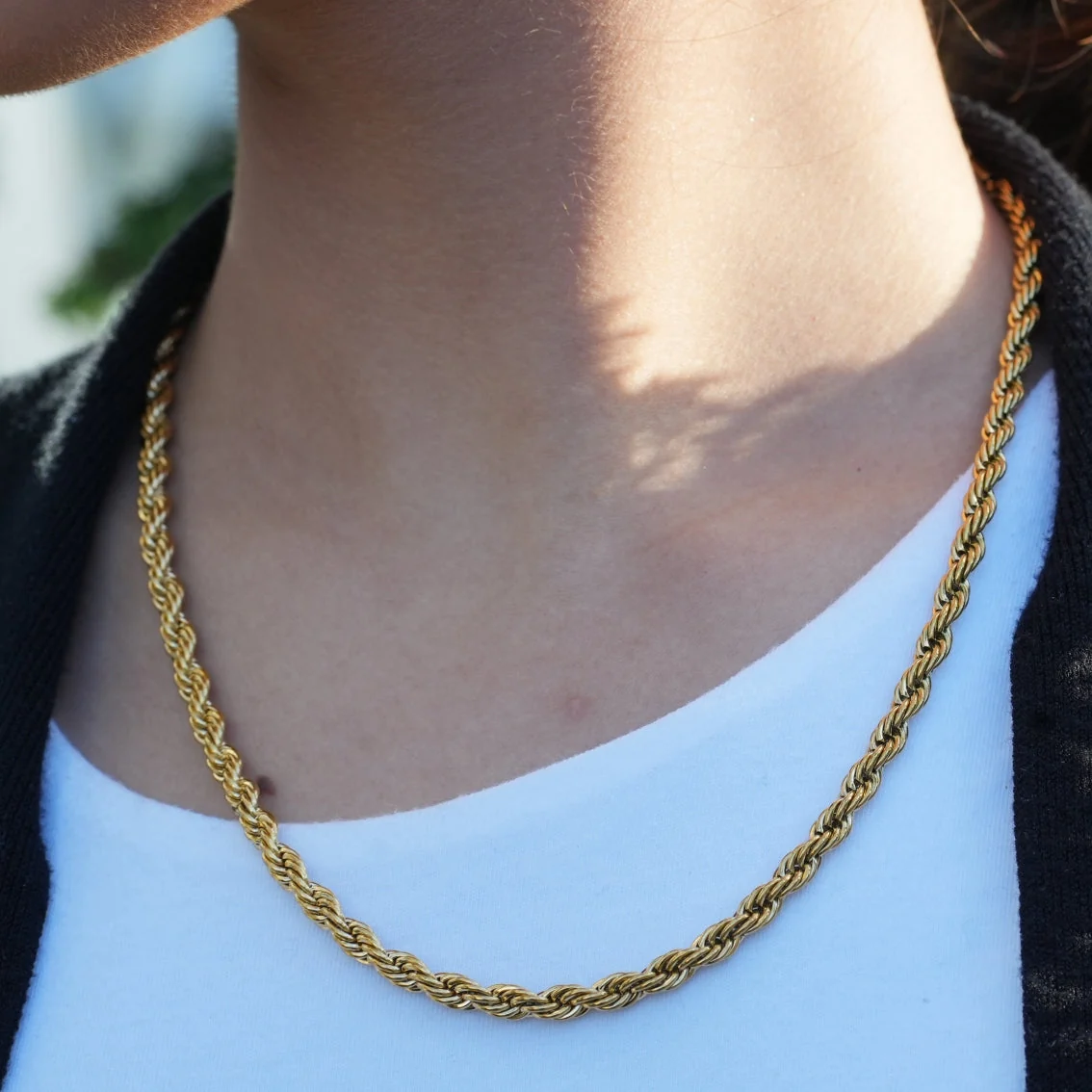 ARKELEY Gold: Chunky Rope Chain Textured Necklace - Image 4