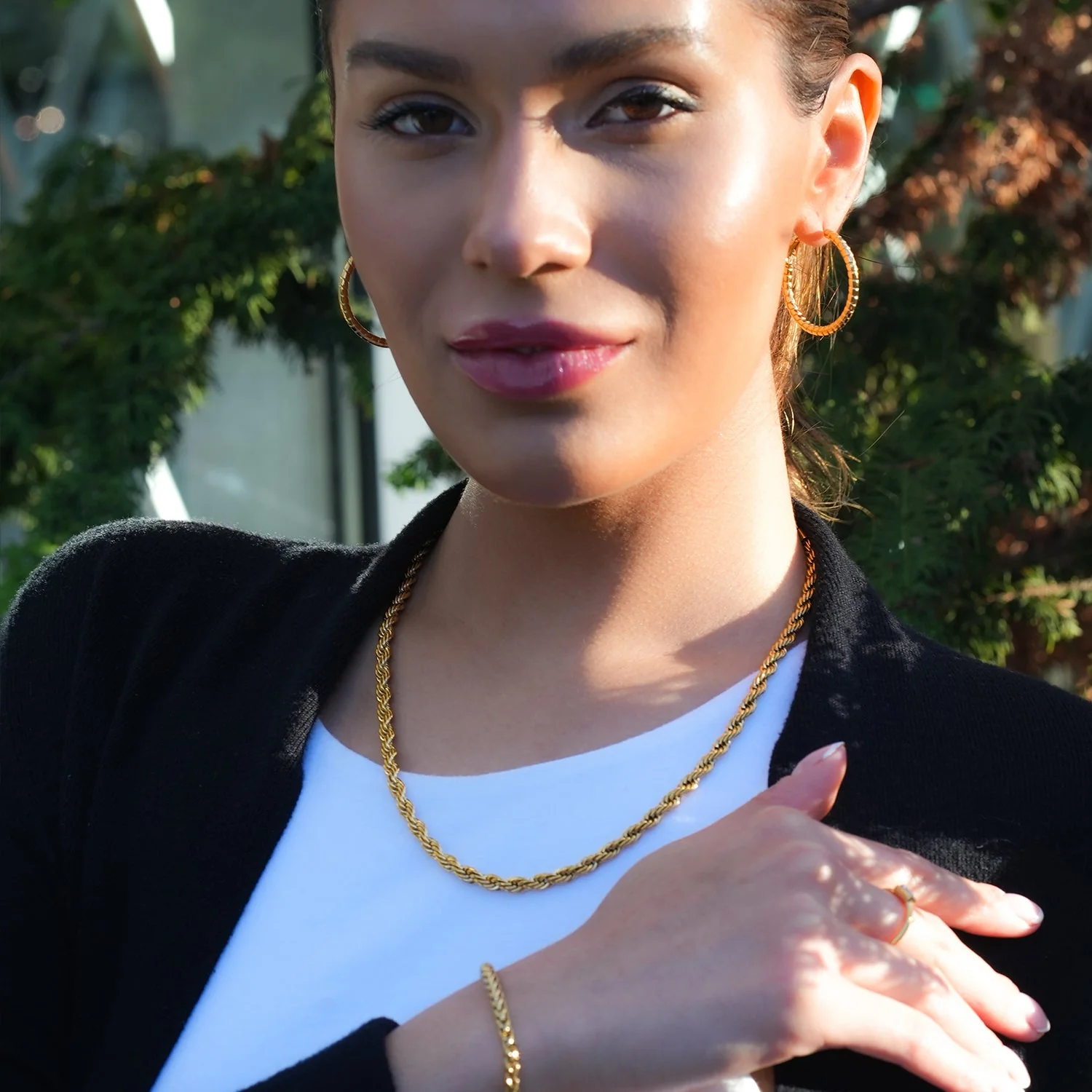 ARKELEY Gold: Chunky Rope Chain Textured Necklace - Image 6