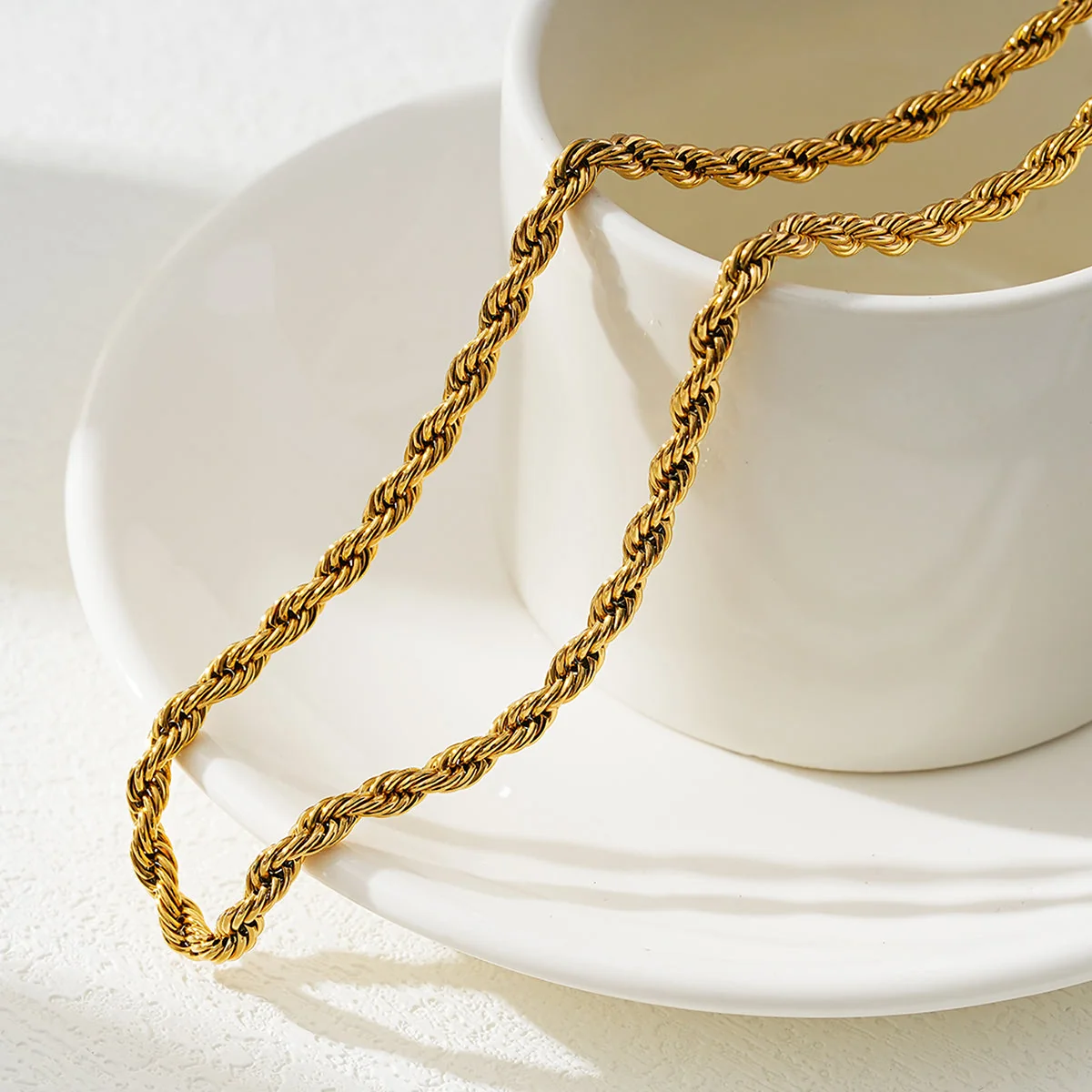 ARKELEY Gold: Chunky Rope Chain Textured Necklace - Image 8