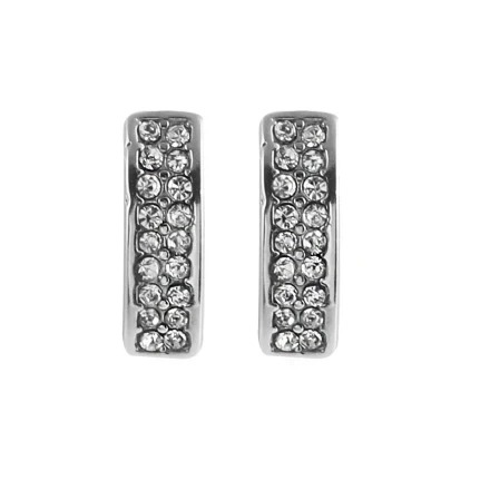 ASTRID: Minimalist Pavé Zirconia Curved Bar Stud Earrings Silver - Image 2