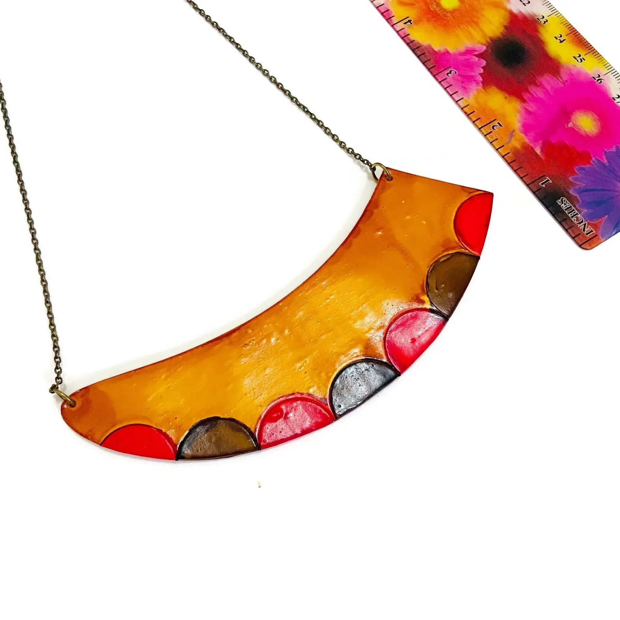 Asymmetrical Mustard Yellow Statement Necklace - Image 2