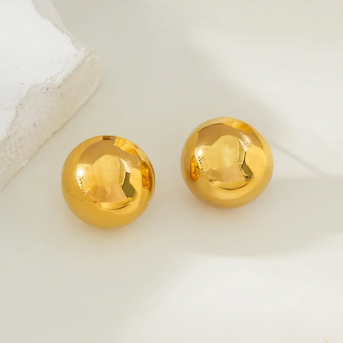 AUGUSTA Gold: Contemporary Spherical Stud Earrings - Image 3