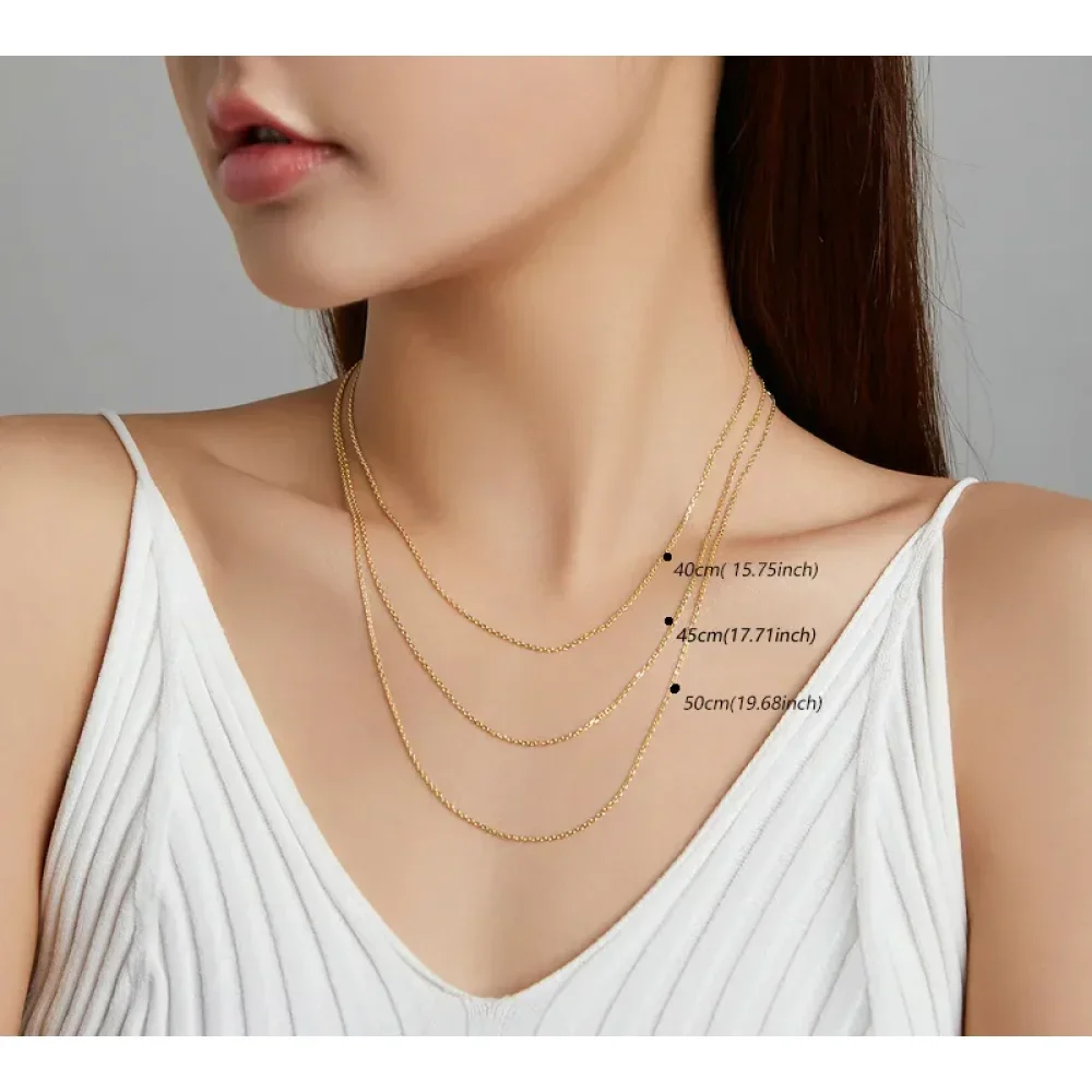 Authentic Gold Color 925 Sterling Silver Basic Cable Chain Necklace - Sca016 - Image 6