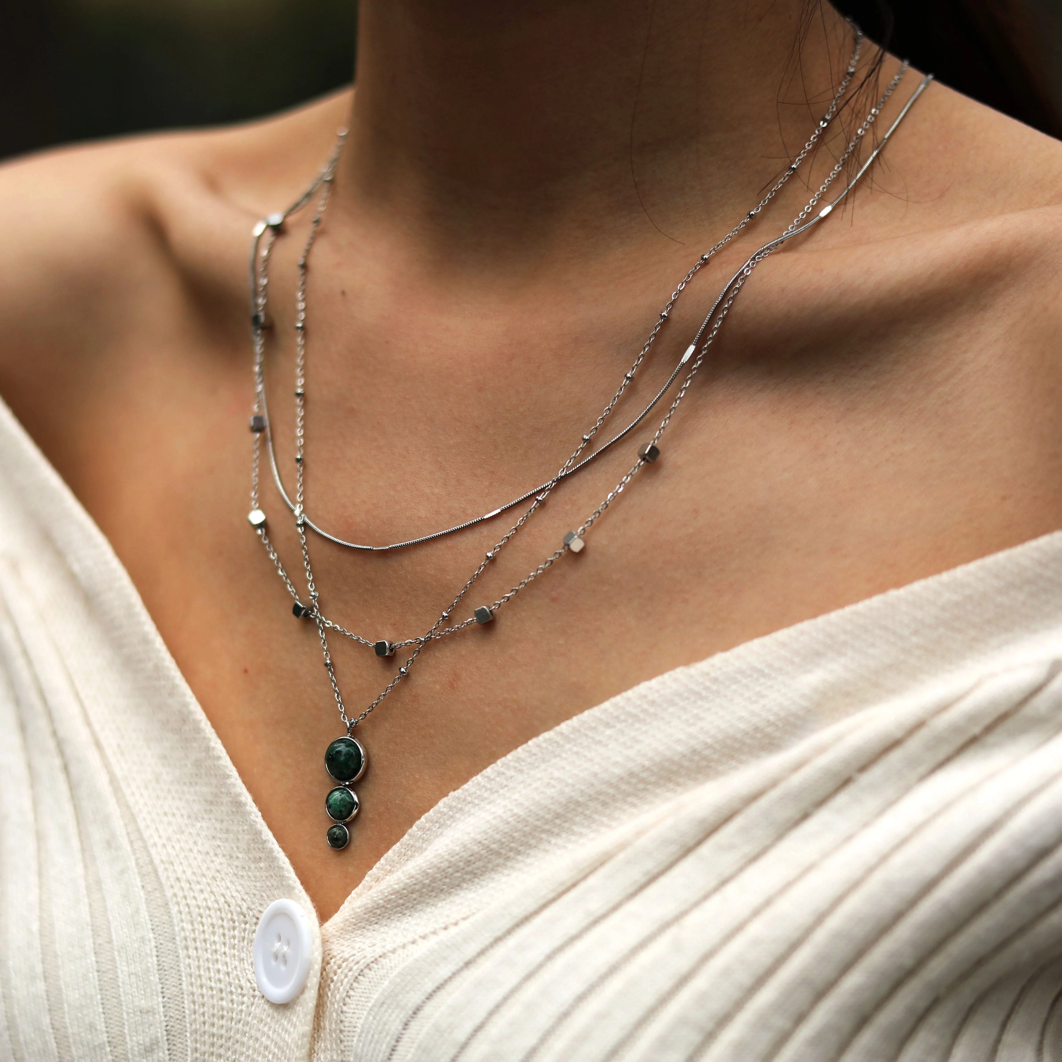 BEXLEY Square Beads Silver Necklace - Image 2
