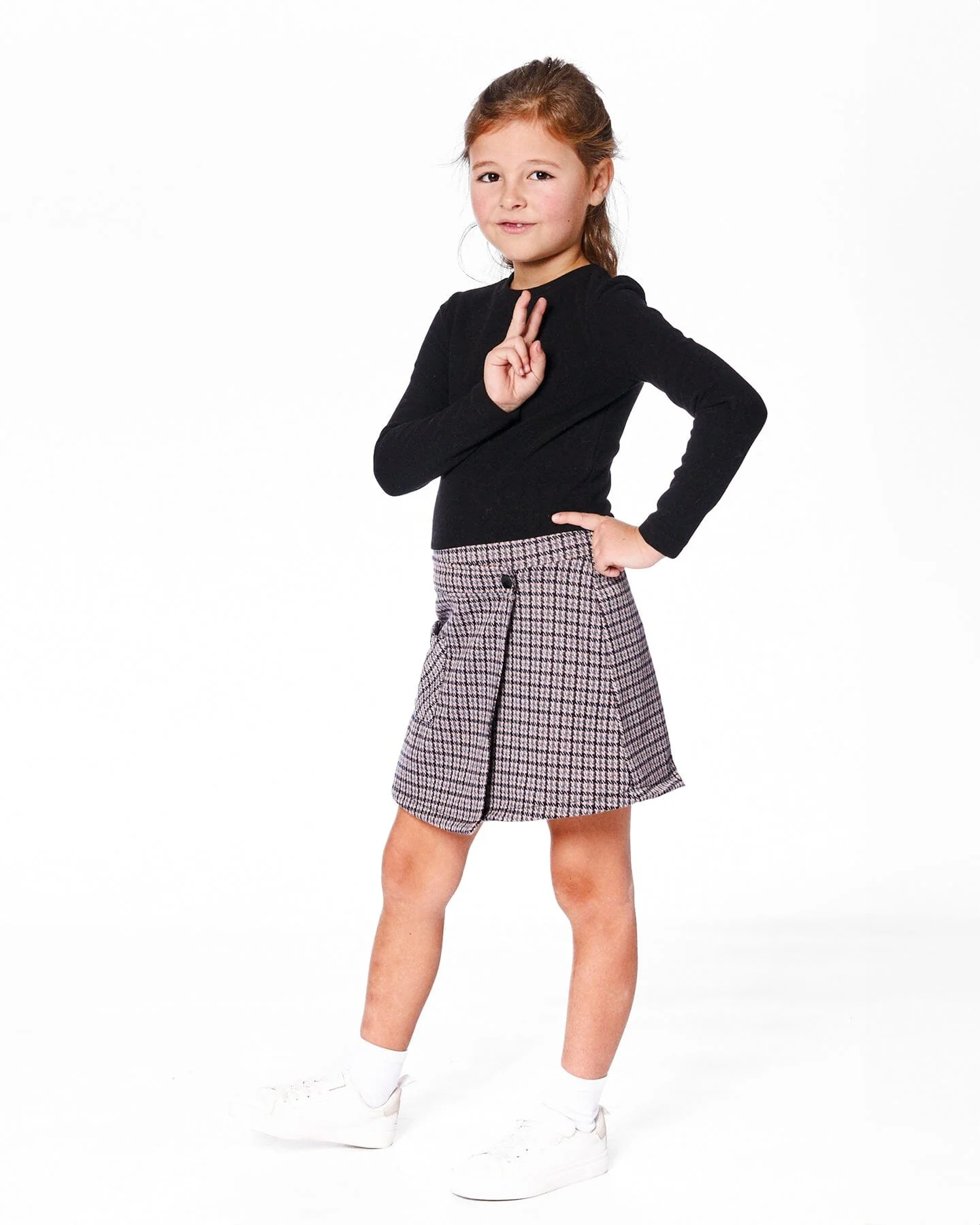 Bi-Material Dress Black And Houndstooth - Image 2
