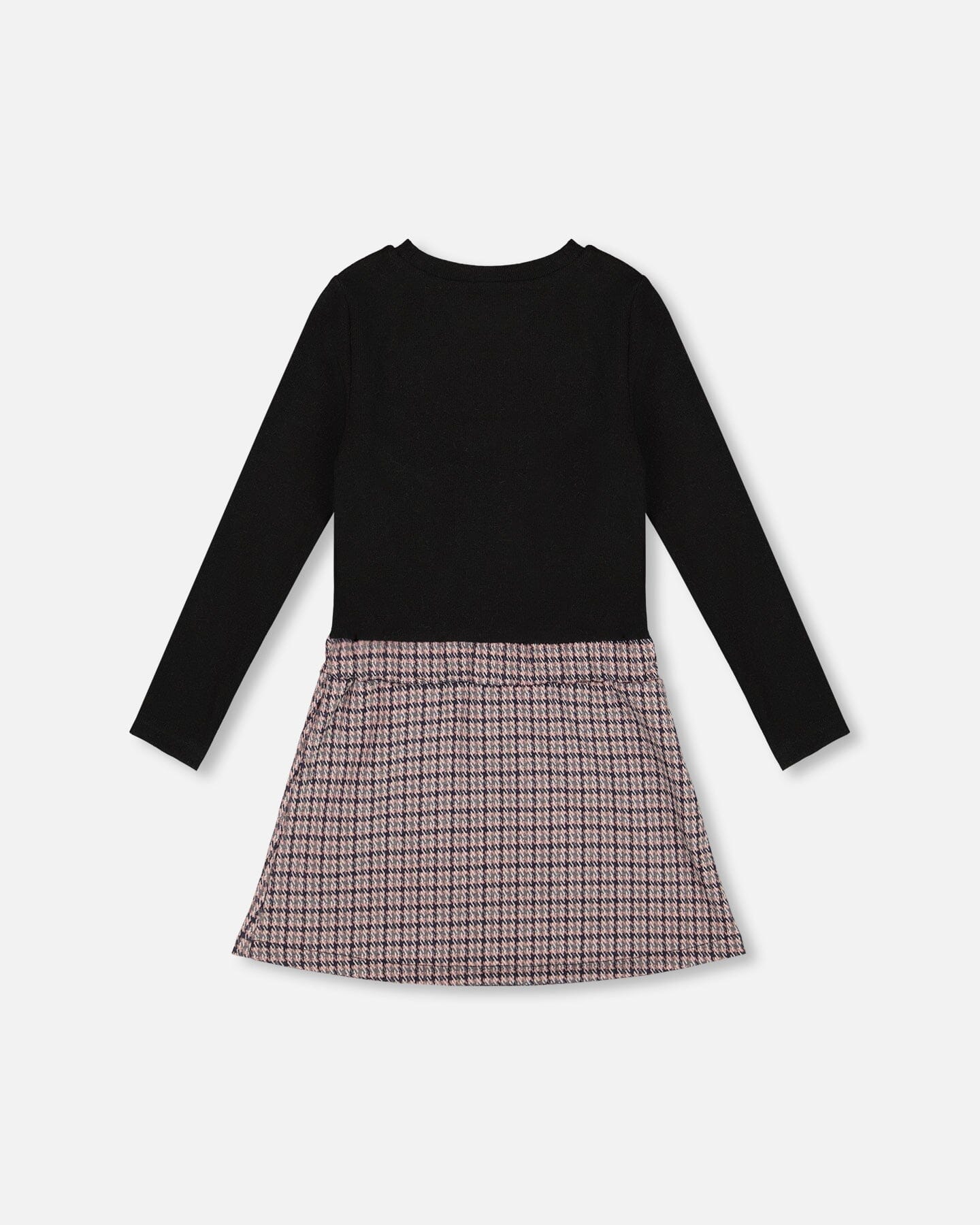 Bi-Material Dress Black And Houndstooth - Image 3