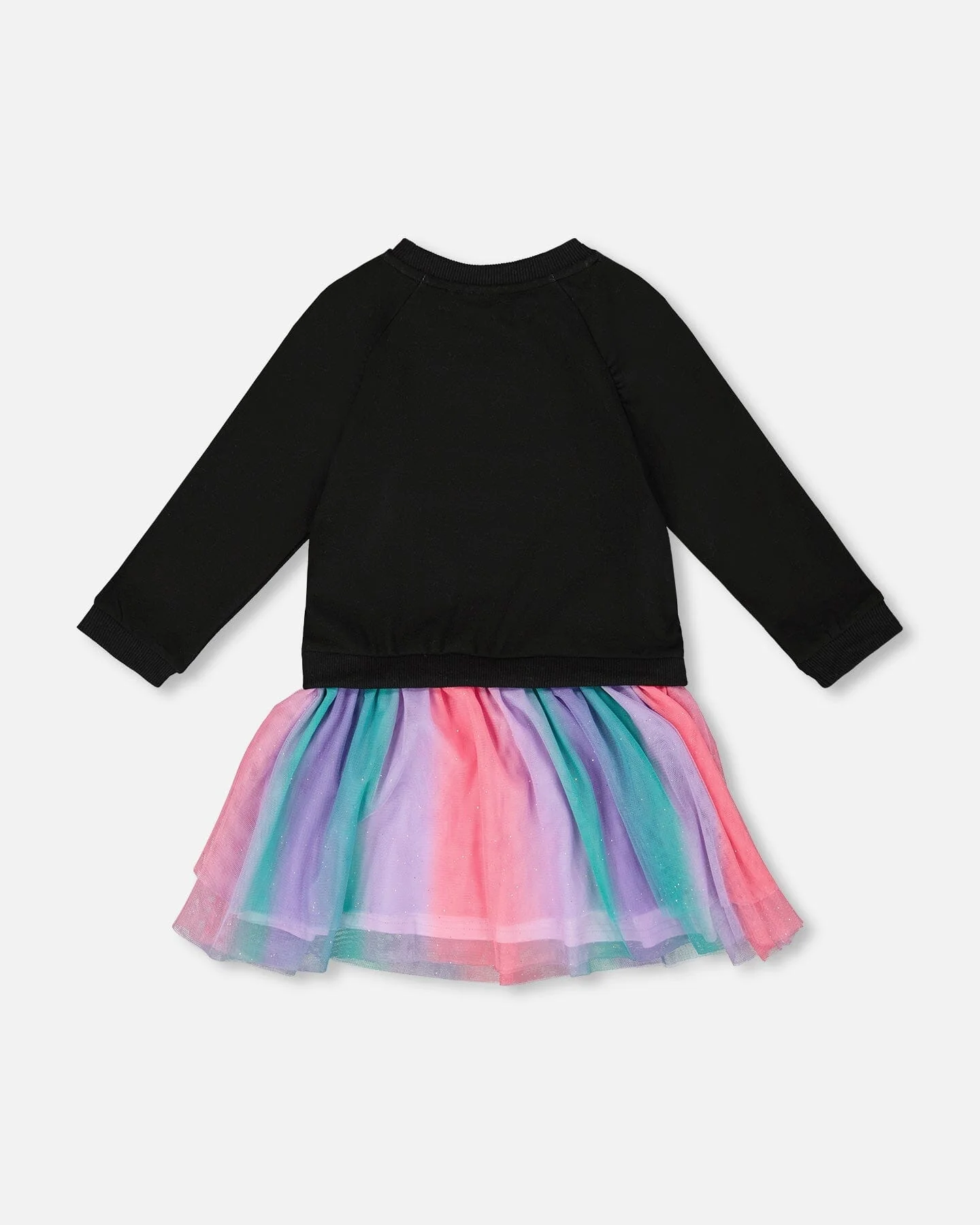 Bi-Material Dress Black With Mesh Skirt - Image 3