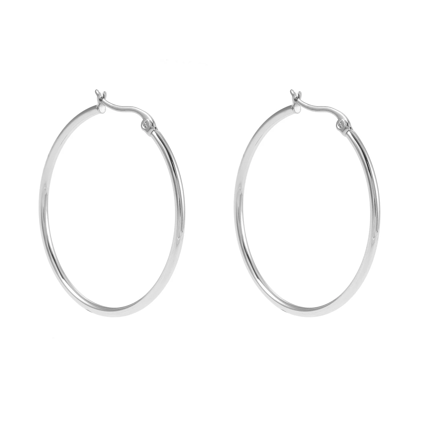 BIANCA Silver: Classic Essential Everyday Basic Round Silver Hoops. Available in 7 Sizes - 1cm to 6cm - Image 20