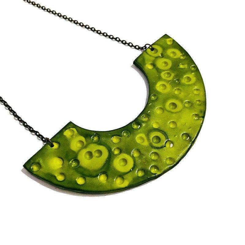 Big Chunky Statement Necklace, Handmade Polymer Clay Jewelry, 17 Colors - Image 4