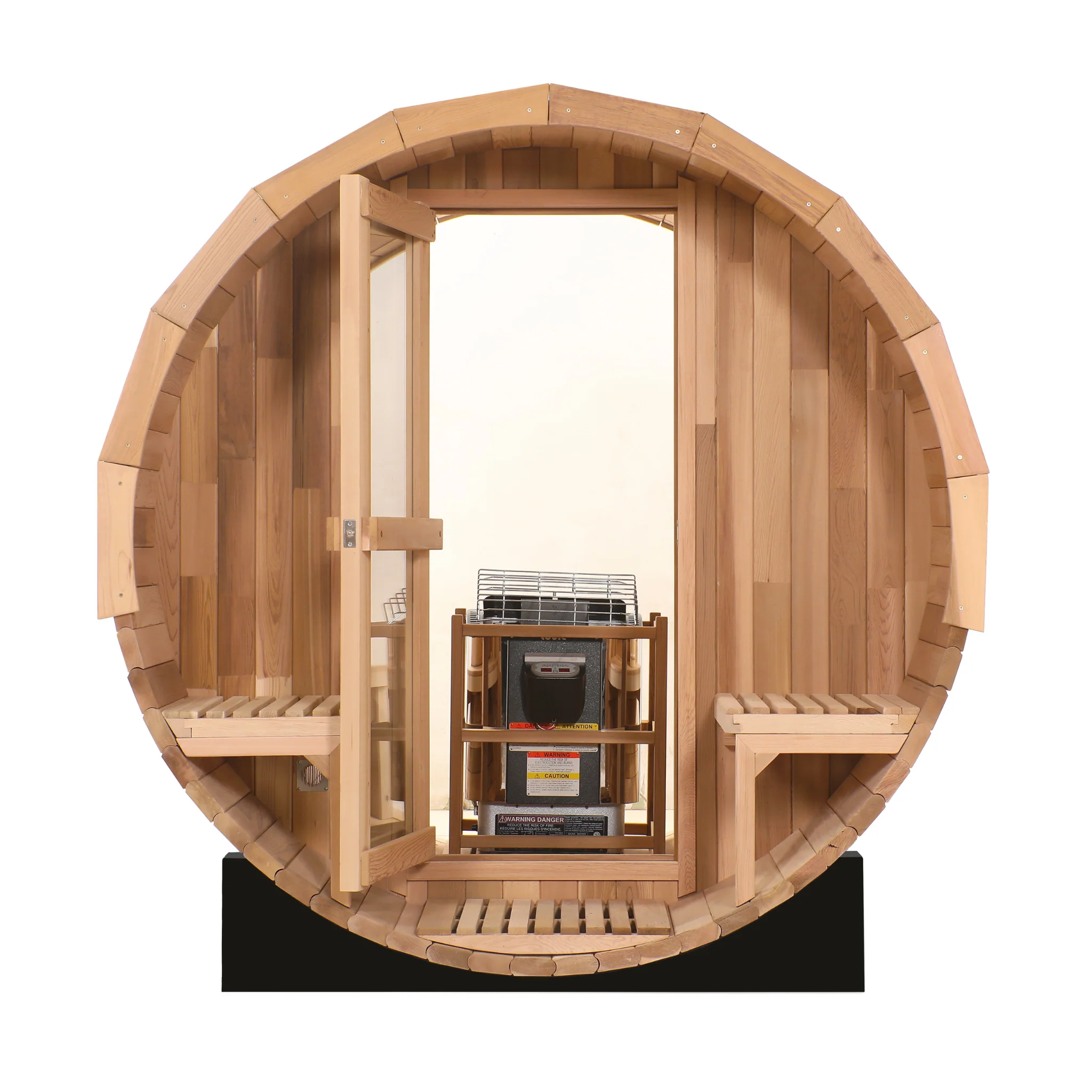 Blisspod | Prague | Canadian Red Cedar Outdoor Steam Barell Sauna, 2-4 / 4-6 persons with Full Glass Back & 2 front Porch seats - Image 2