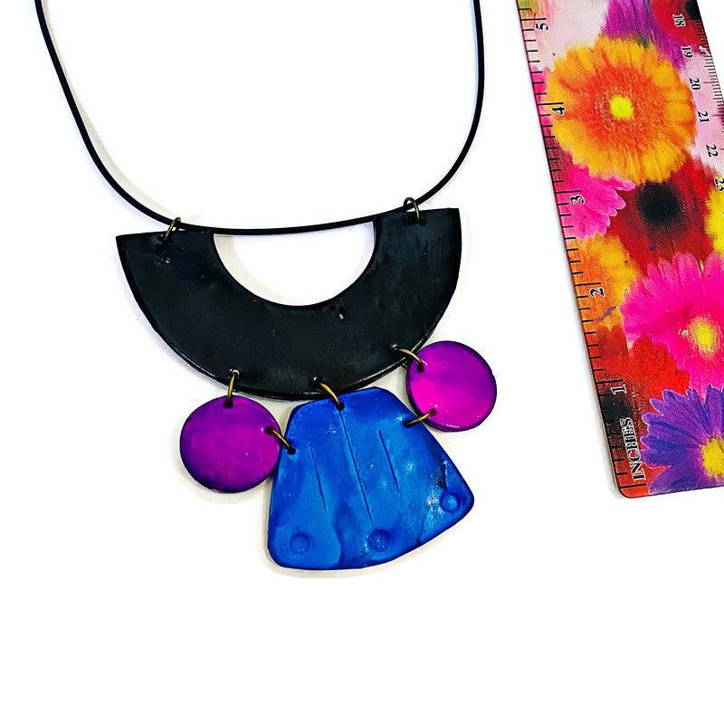 Blue & Purple Statement Earrings Post or Clip Ons - "Janet" - Image 7
