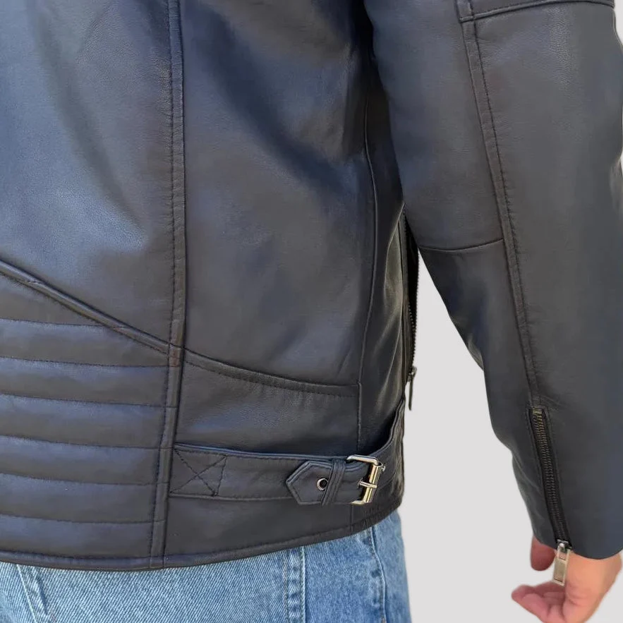 BOL Mens Bally Lambskin Leather Jacket with Removable Hood - Image 4