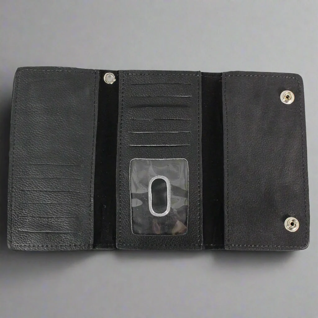 BOL Men's Chrome Plated Trucker Leather Trifold Wallet - Image 3