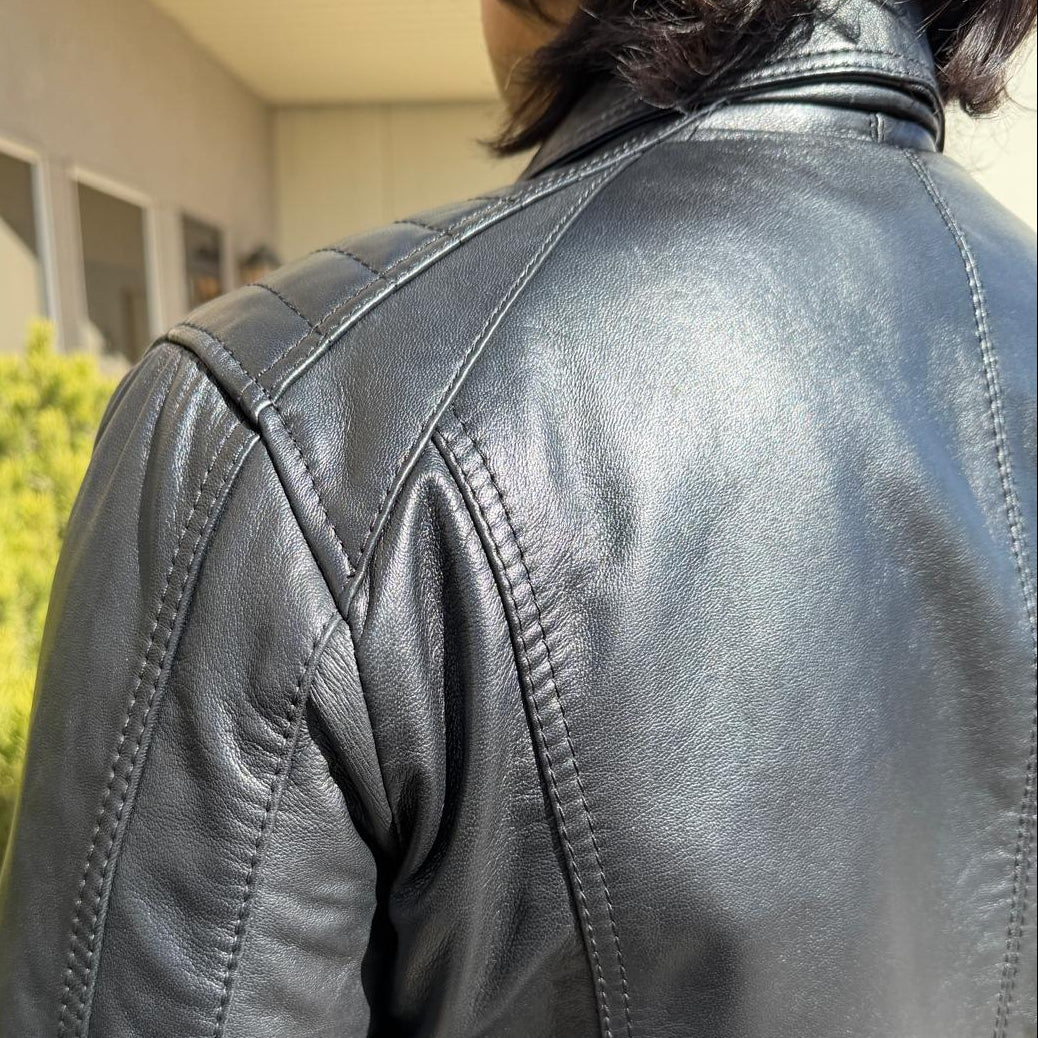 BOL Men’s Zip Pocket Leather Jacket. Sheep Leather Jacket with Fold-Down Collar - Image 17