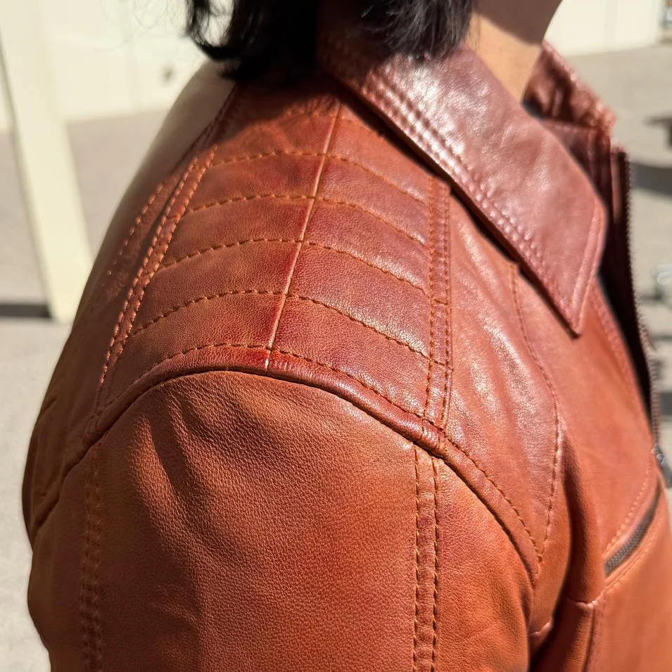 BOL Men’s Zip Pocket Leather Jacket. Sheep Leather Jacket with Fold-Down Collar - Image 9