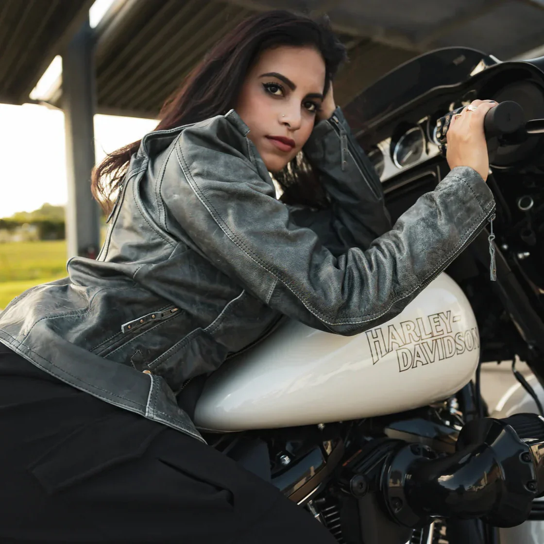 BOL Women's Biker Leather Motorcycle Jacket - Image 2