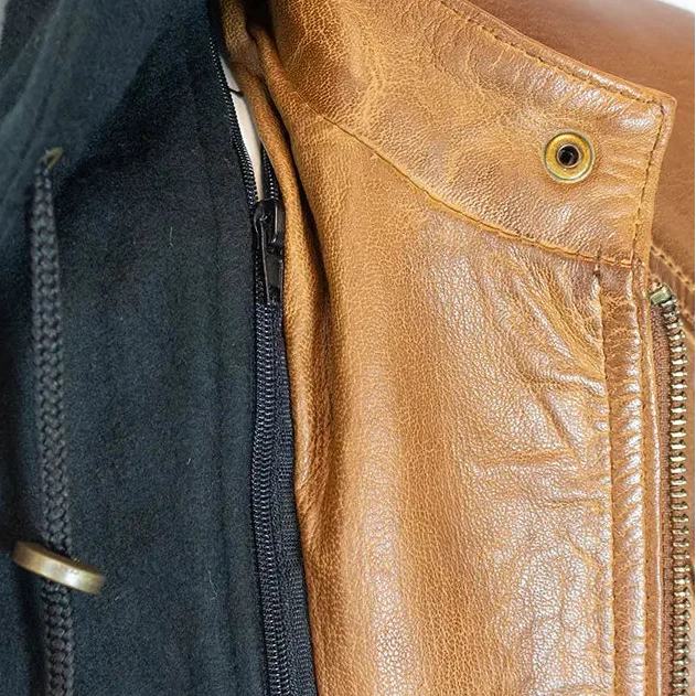 BOL Women's Detachable Hooded Leather Jacket - Image 10