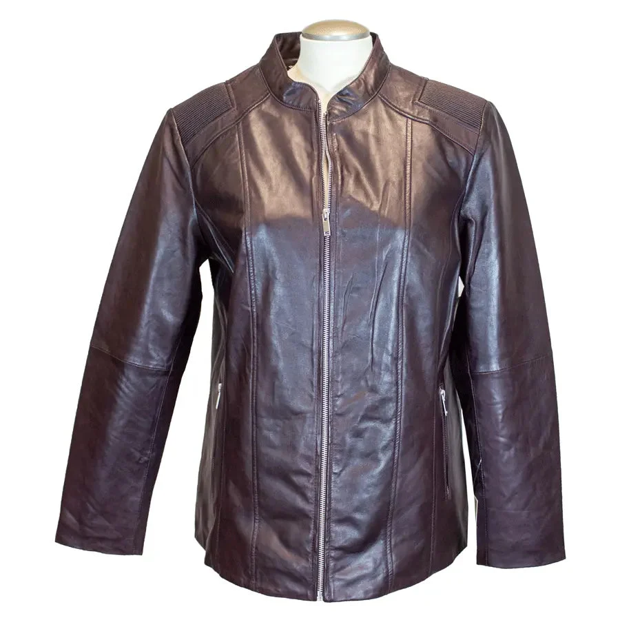 BOL Women's Paulina Ribbed Shoulder Leather Jacket - Image 7
