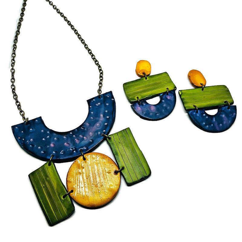 Bold Wide Statement Earrings- "Joan" - Image 7