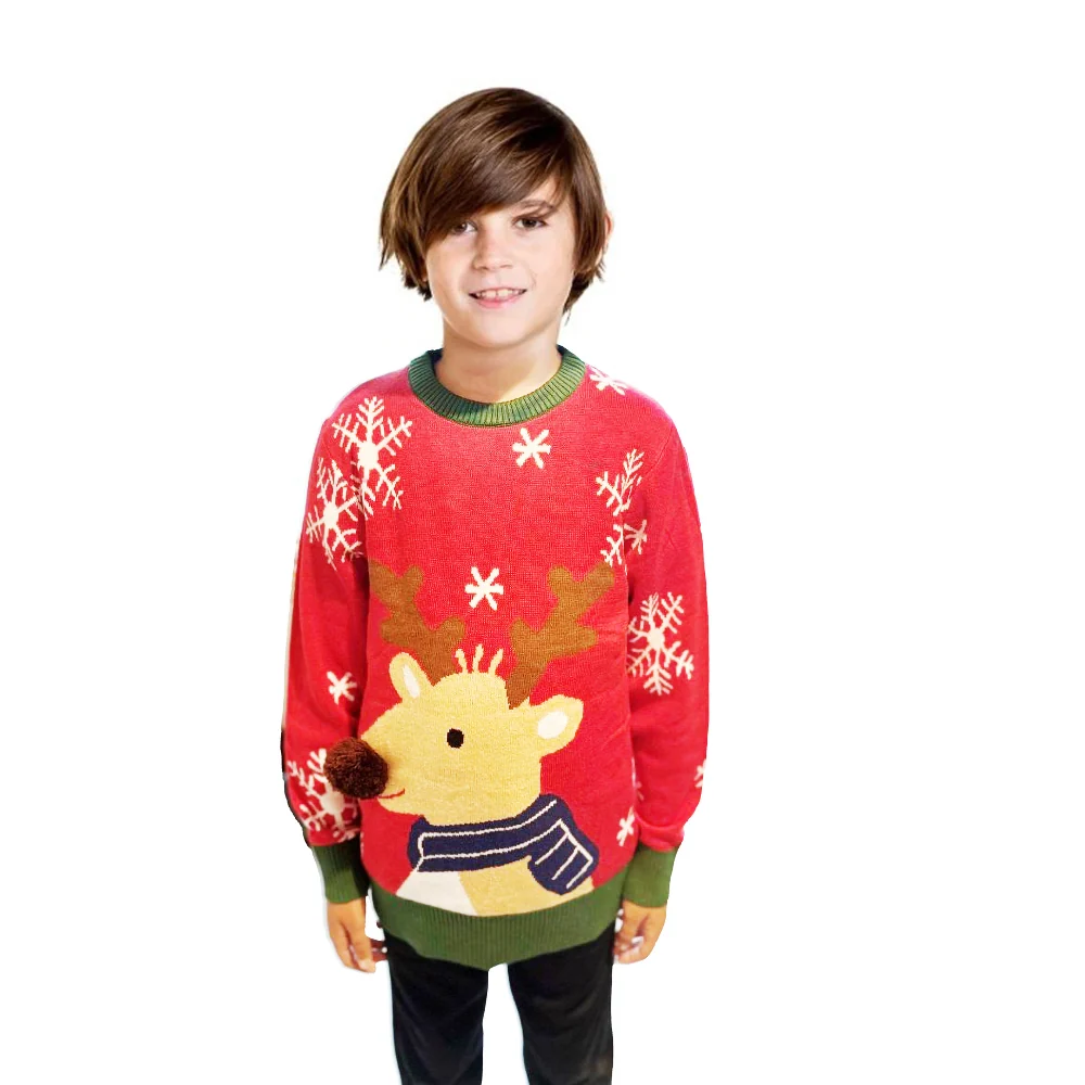 Boy Reindeer Sweater With a Pompom